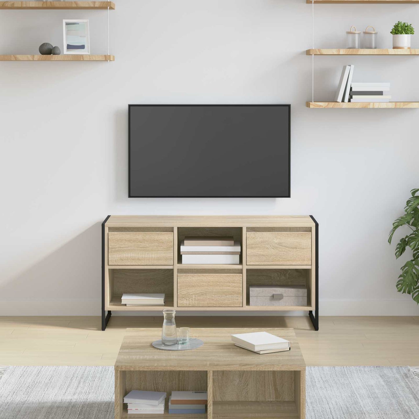 vidaXL TV Cabinet Sonoma 100 x 36 x 49.5 cm Engineered Wood