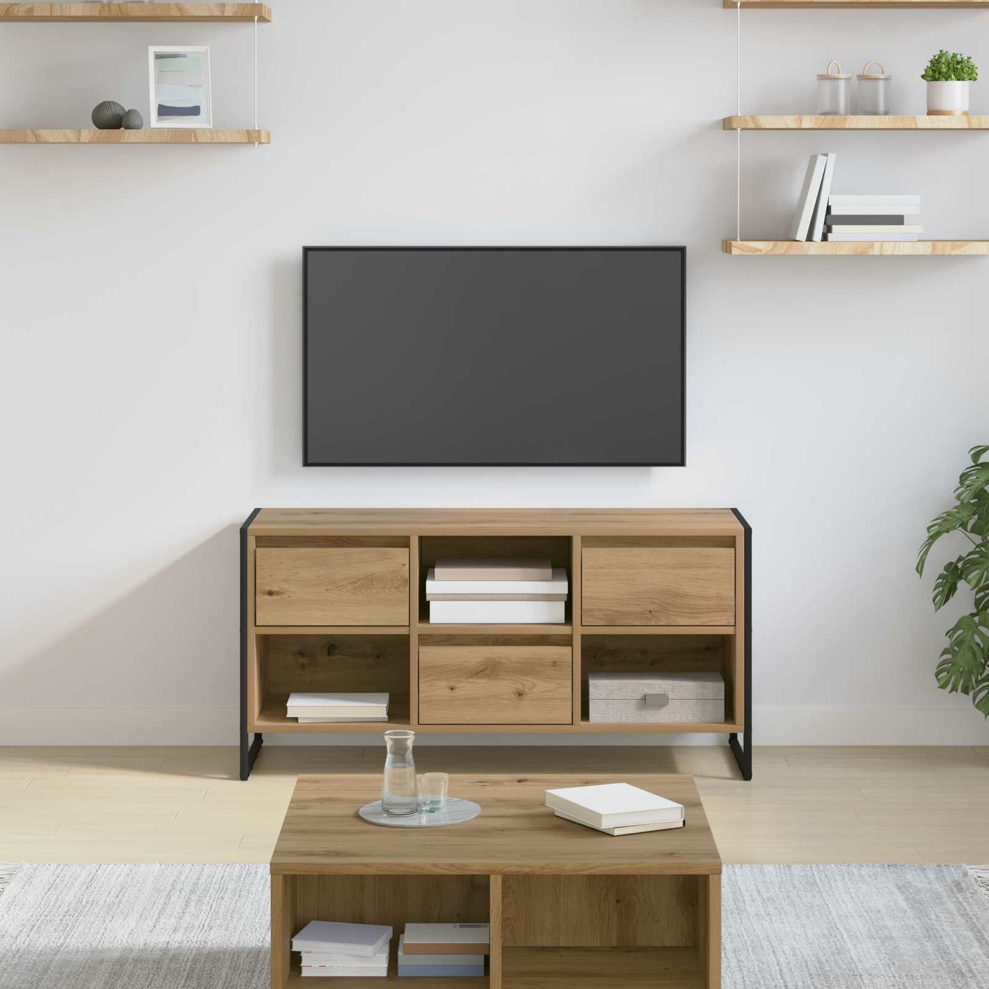vidaXL TV Cabinet 100 x 36 x 49.5 cm Artisian Oak Engineered Wood