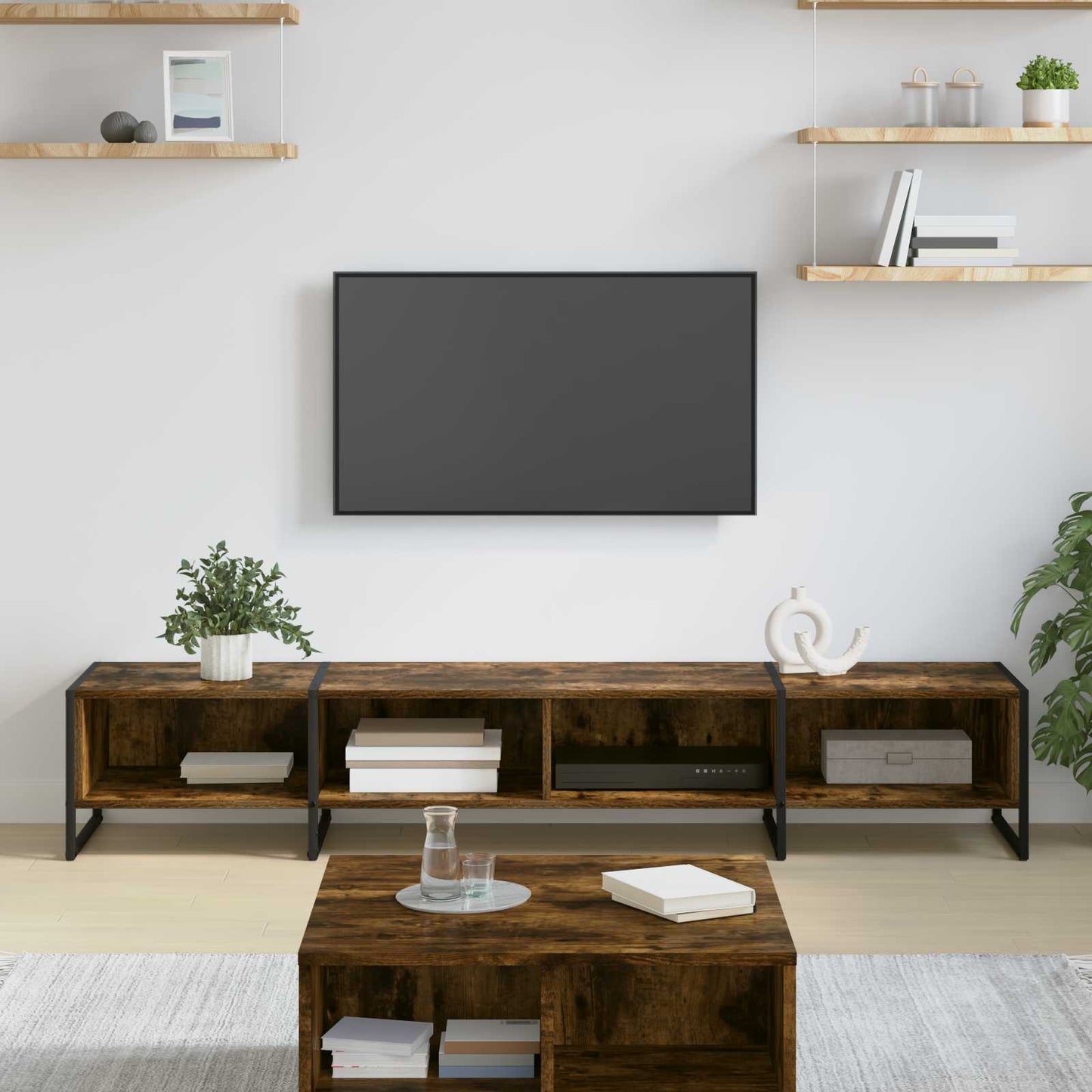 vidaXL TV Cabinet 170.5 x 36 x 30.5 cm Smoke Oak Engineered Wood