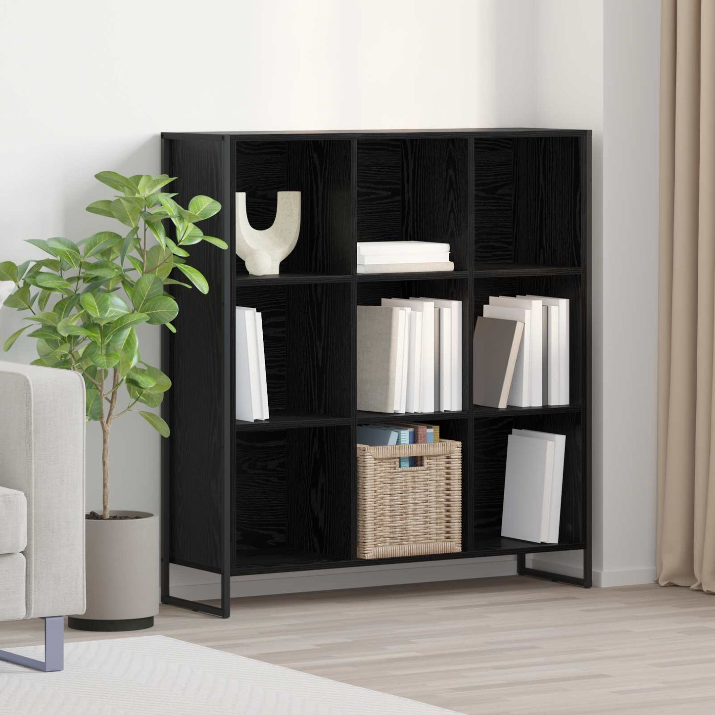 vidaXL Book Cabinet 99.5 x 30 x 108.5 cm Engineered Wood Black Oak