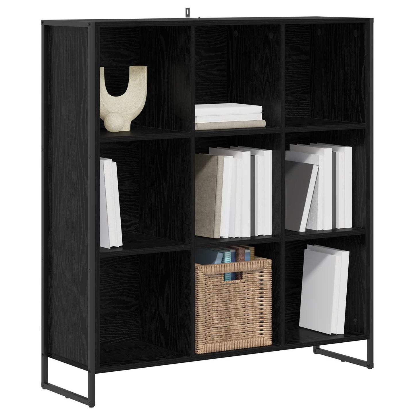 vidaXL Book Cabinet 99.5 x 30 x 108.5 cm Engineered Wood Black Oak