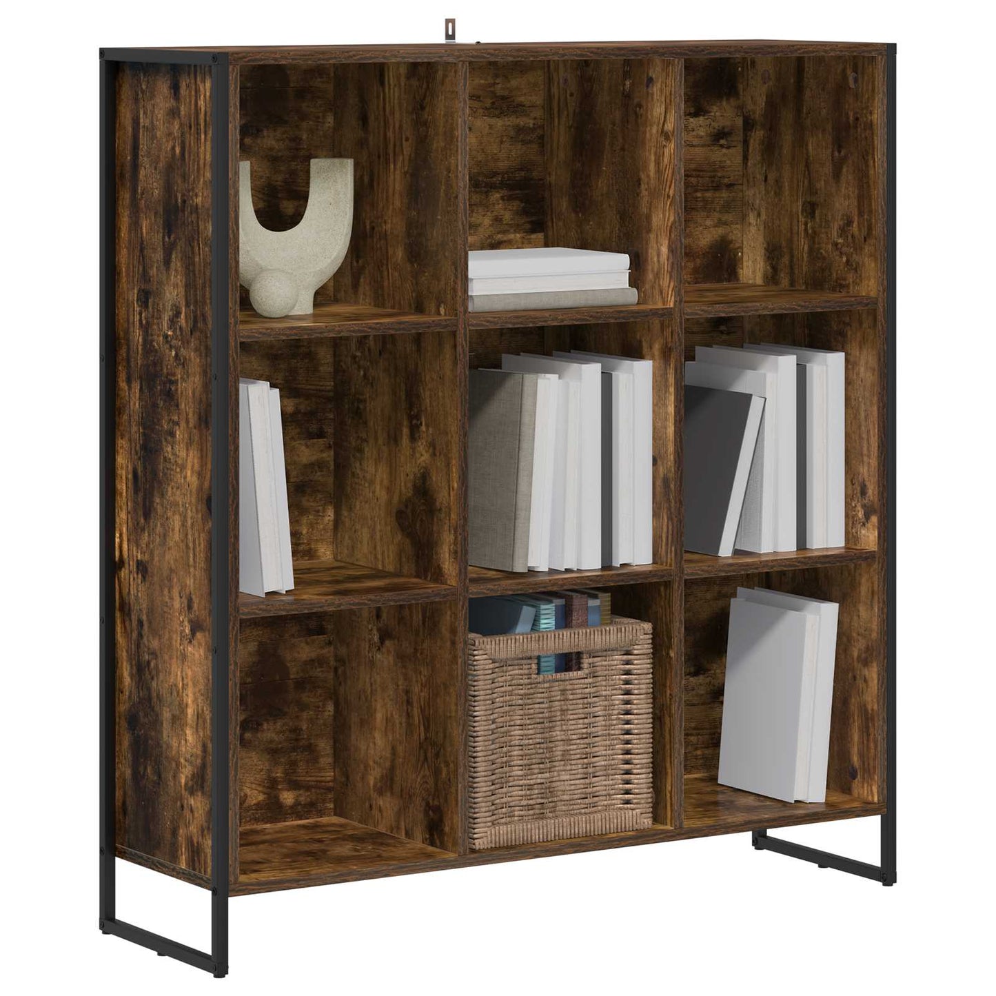 vidaXL Book Cabinet Smoke Oak 99.5 x 30 x 108.5 cm Engineered Wood