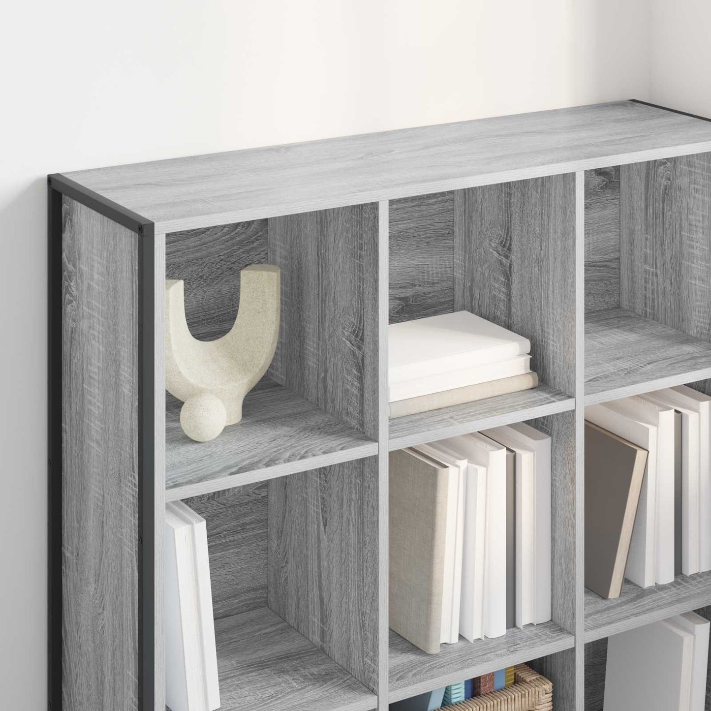 vidaXL Book Cabinet 99.5 x 30 x 108.5 cm Engineered Wood Grey Sonoma