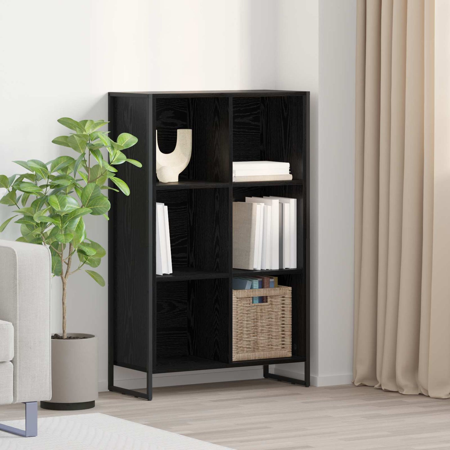 vidaXL Book Cabinet 99.5 x 30 x 108.5 cm Engineered Wood Black Oak