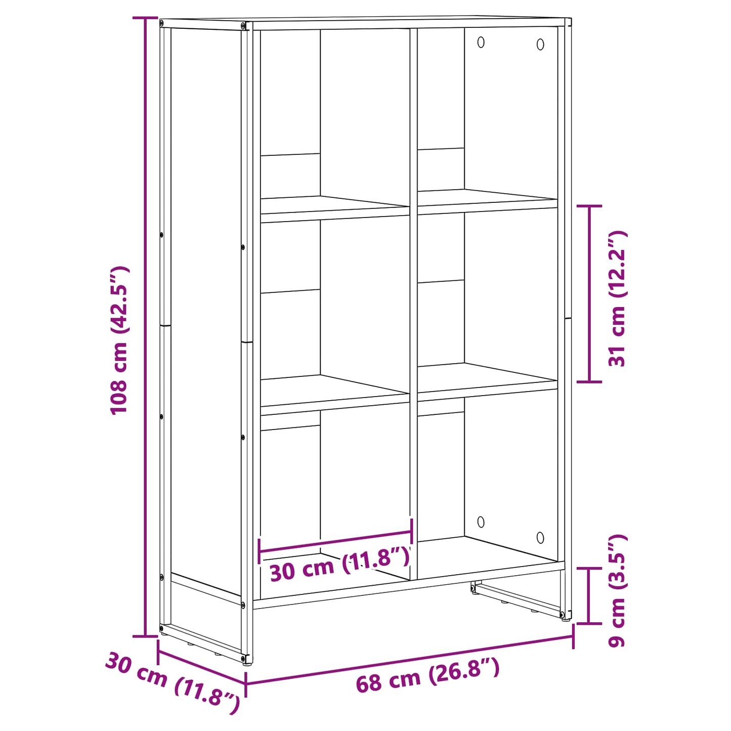 vidaXL Book Cabinet Sonoma 99.5 x 30 x 108.5 cm Engineered Wood