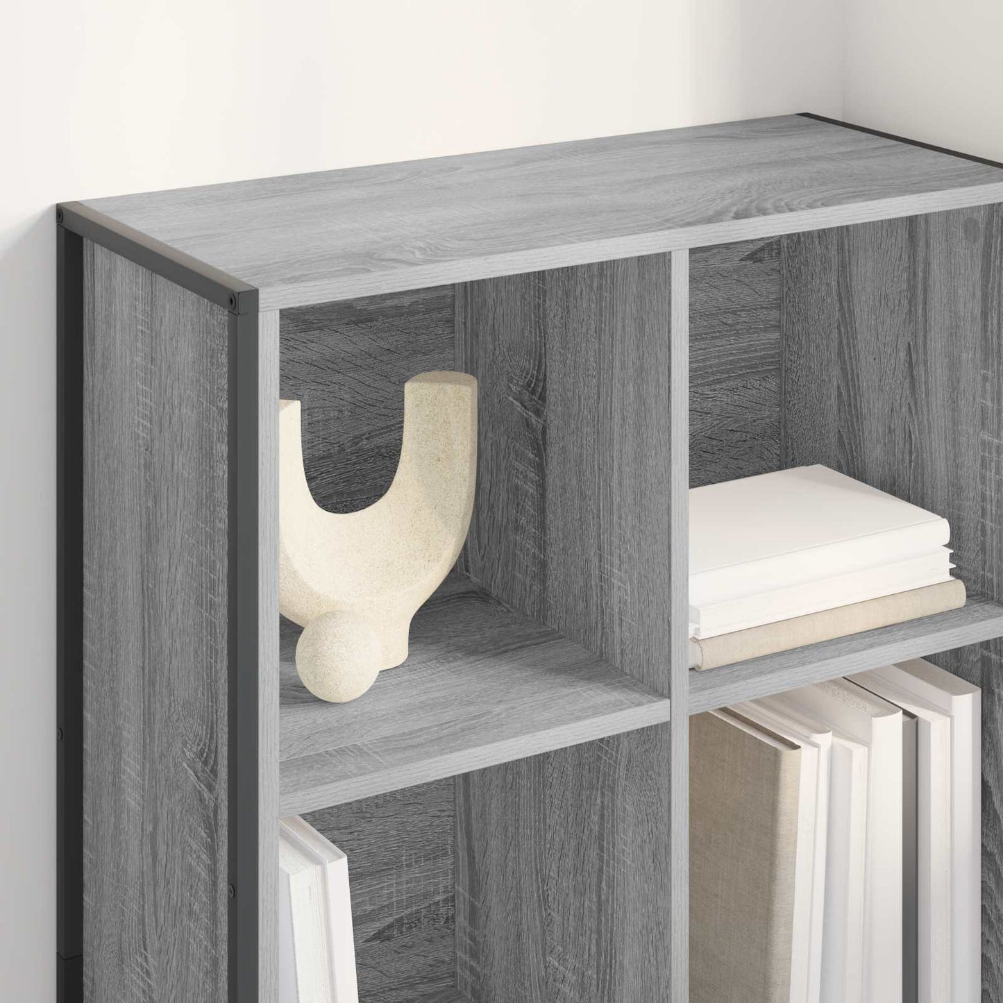 vidaXL Book Cabinet 99.5 x 30 x 108.5 cm Engineered Wood Grey Sonoma