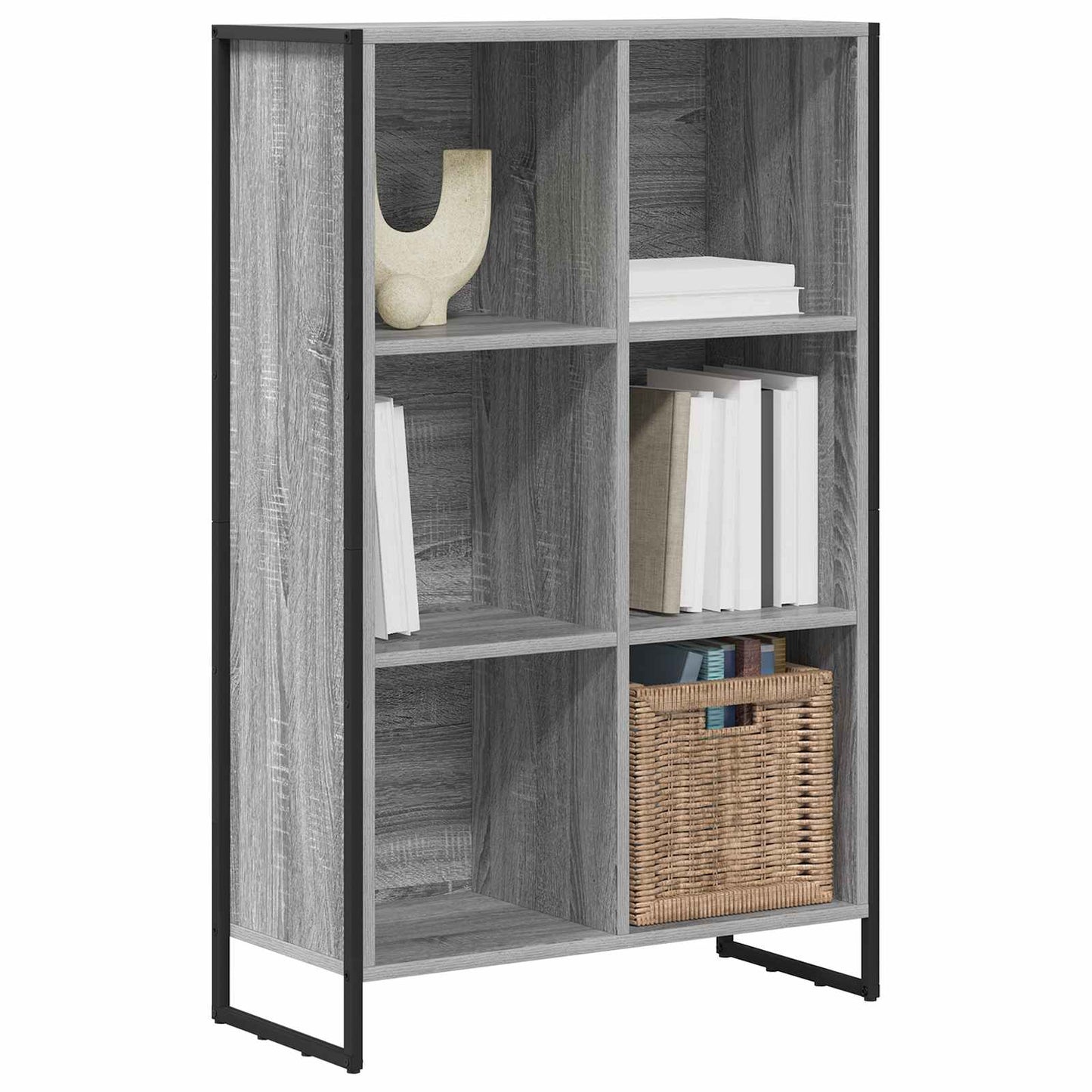 vidaXL Book Cabinet 99.5 x 30 x 108.5 cm Engineered Wood Grey Sonoma