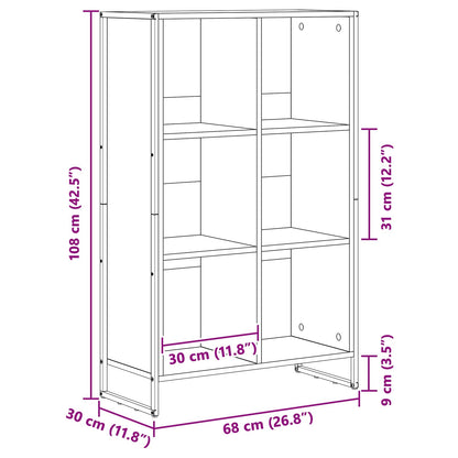 vidaXL Book Cabinet Grey Sonoma 99.5 x 30 x 108.5 cm Engineered Wood