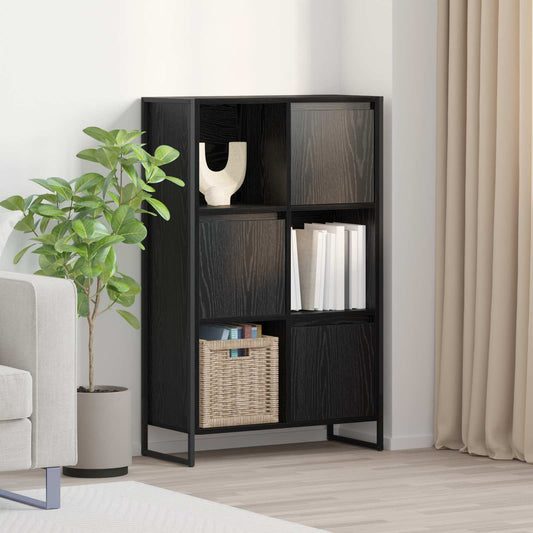 vidaXL Book Cabinet 68 x 30 x 108.5 cm Engineered Wood Black Oak