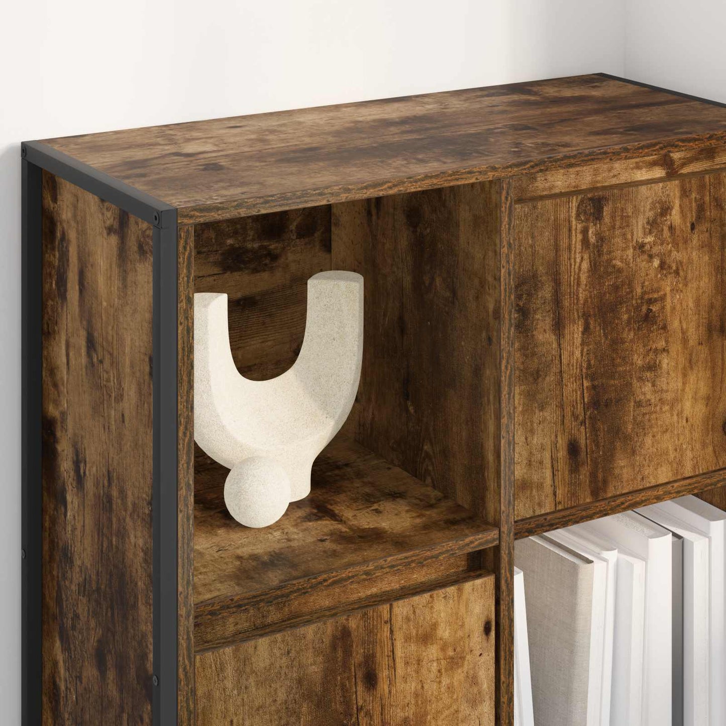 vidaXL Book Cabinet Smoke Oak 68 x 30 x 108.5 cm Engineered Wood