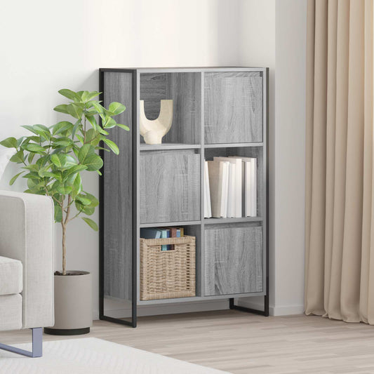 vidaXL Book Cabinet 68 x 30 x 108.5 cm Engineered Wood Grey Sonoma