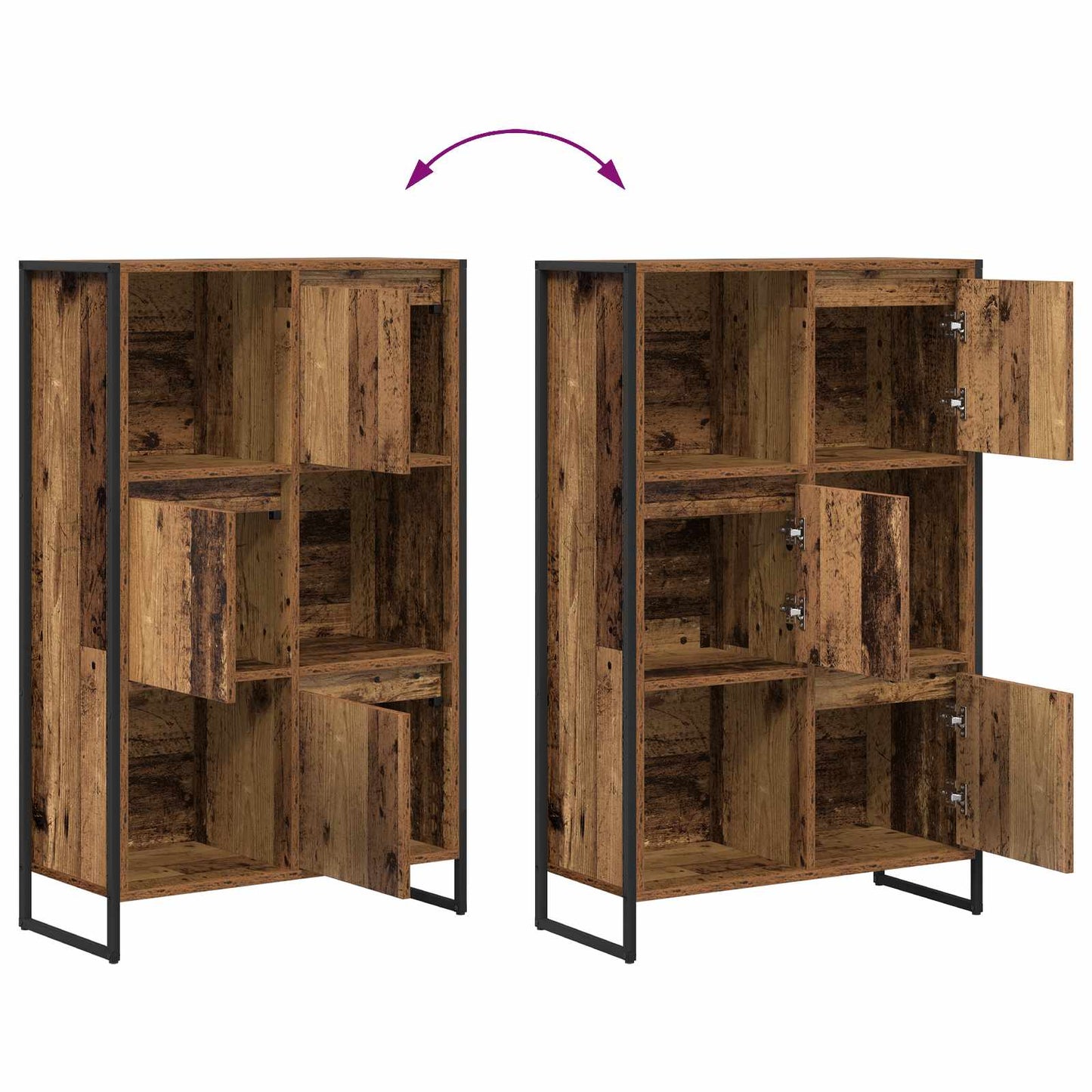 vidaXL Book Cabinet Old Wood 68 x 30 x 108.5 cm Engineered Wood