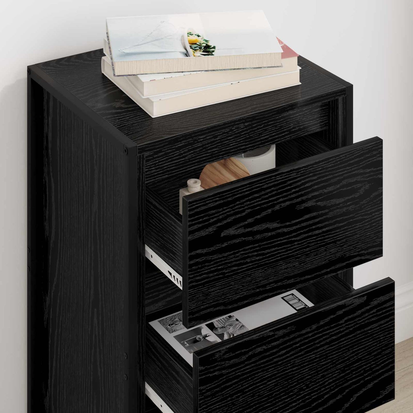 vidaXL Sideboard Black Oak 42 x 36 x 75.5 cm Engineered Wood