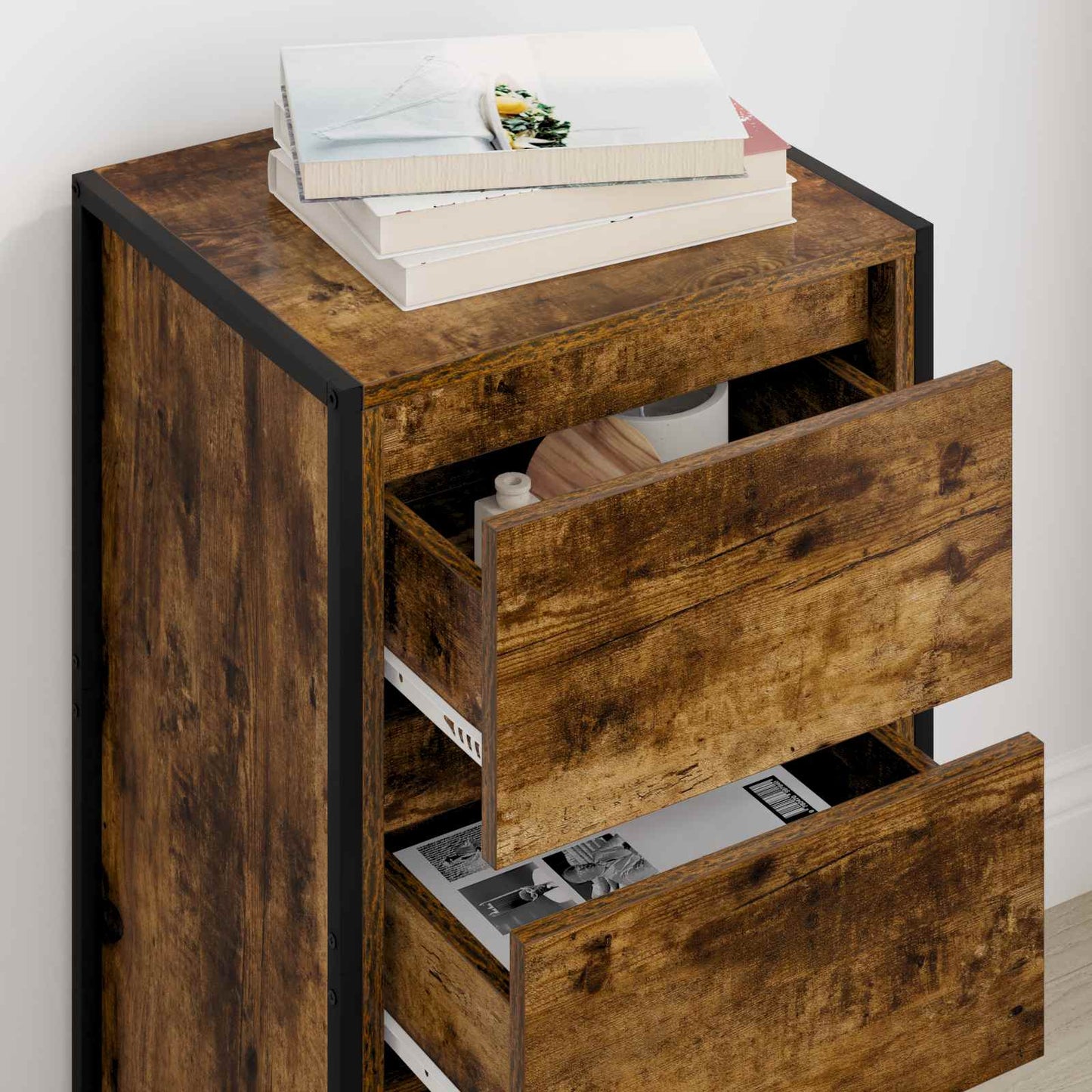vidaXL Sideboard Smoke Oak 42 x 36 x 75.5 cm Engineered Wood