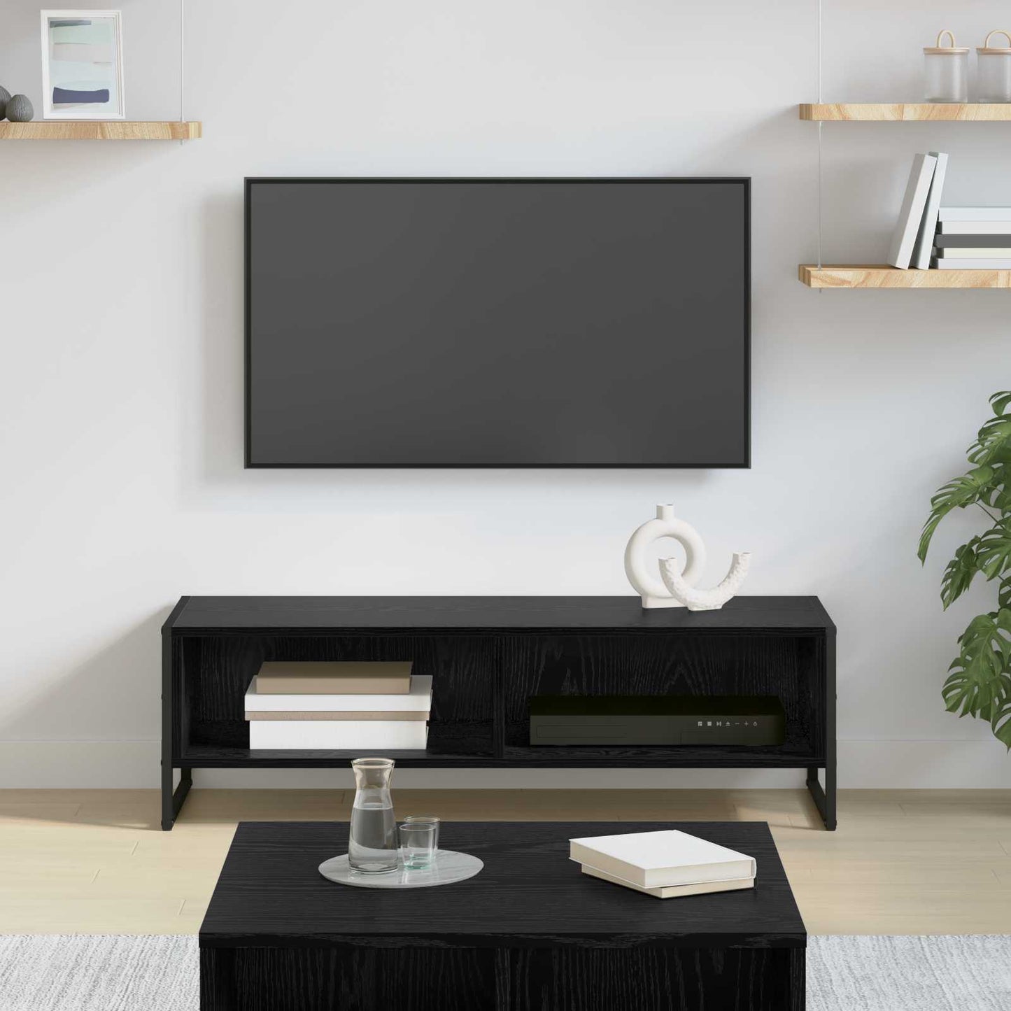 vidaXL TV Cabinet 100 x 36.5 x 30.5 cm Black Oak Engineered Wood