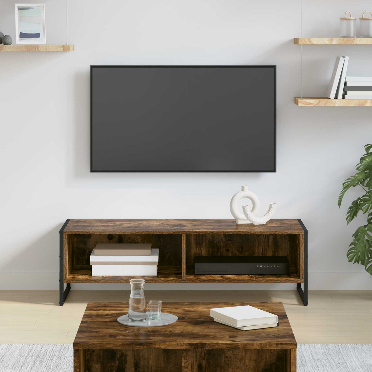 vidaXL TV Cabinet 100 x 36 x 30.5 cm Smoked Oak Engineered Wood