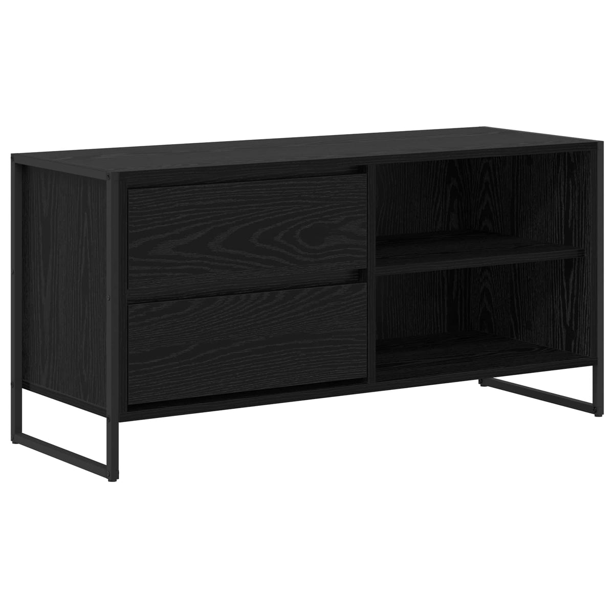 vidaXL TV Cabinet 100 x 36 x 49.5 cm Black Oak Engineered Wood