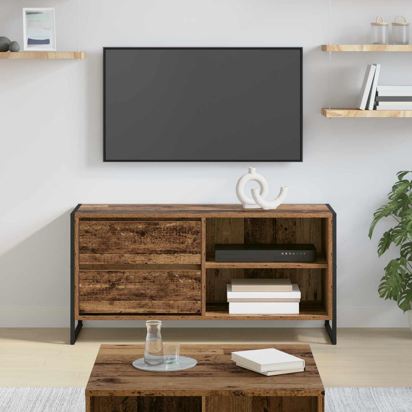 vidaXL TV Cabinet Old Wood 100 x 36 x 49.5 cm Engineered Wood