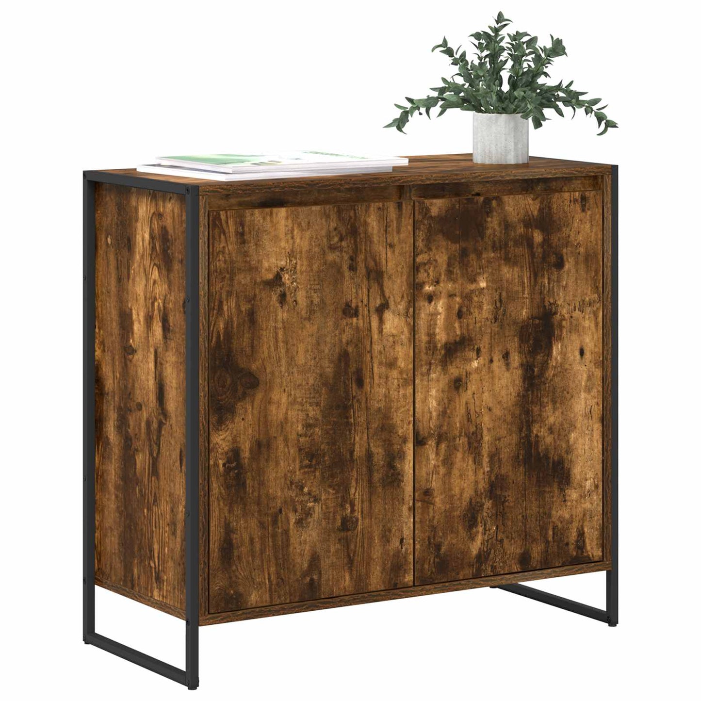 vidaXL Side Cabinet Smoke Oak 79 x 36 x 75 cm Engineered Wood