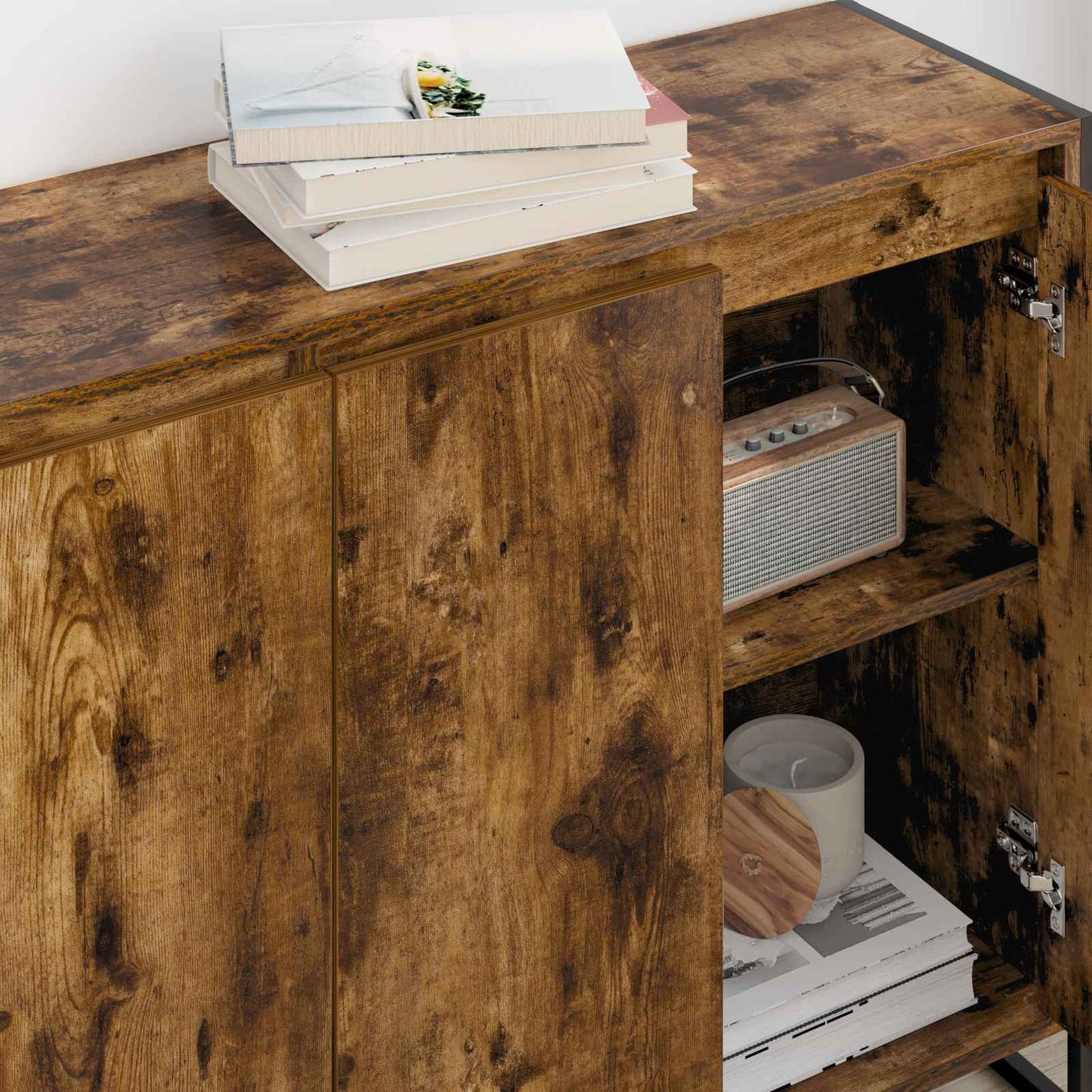 vidaXL Side Cabinet Smoke Oak 96.5 x 30 x 75 cm Engineered Wood