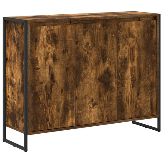 vidaXL Side Cabinet Smoke Oak 96.5 x 30 x 75 cm Engineered Wood