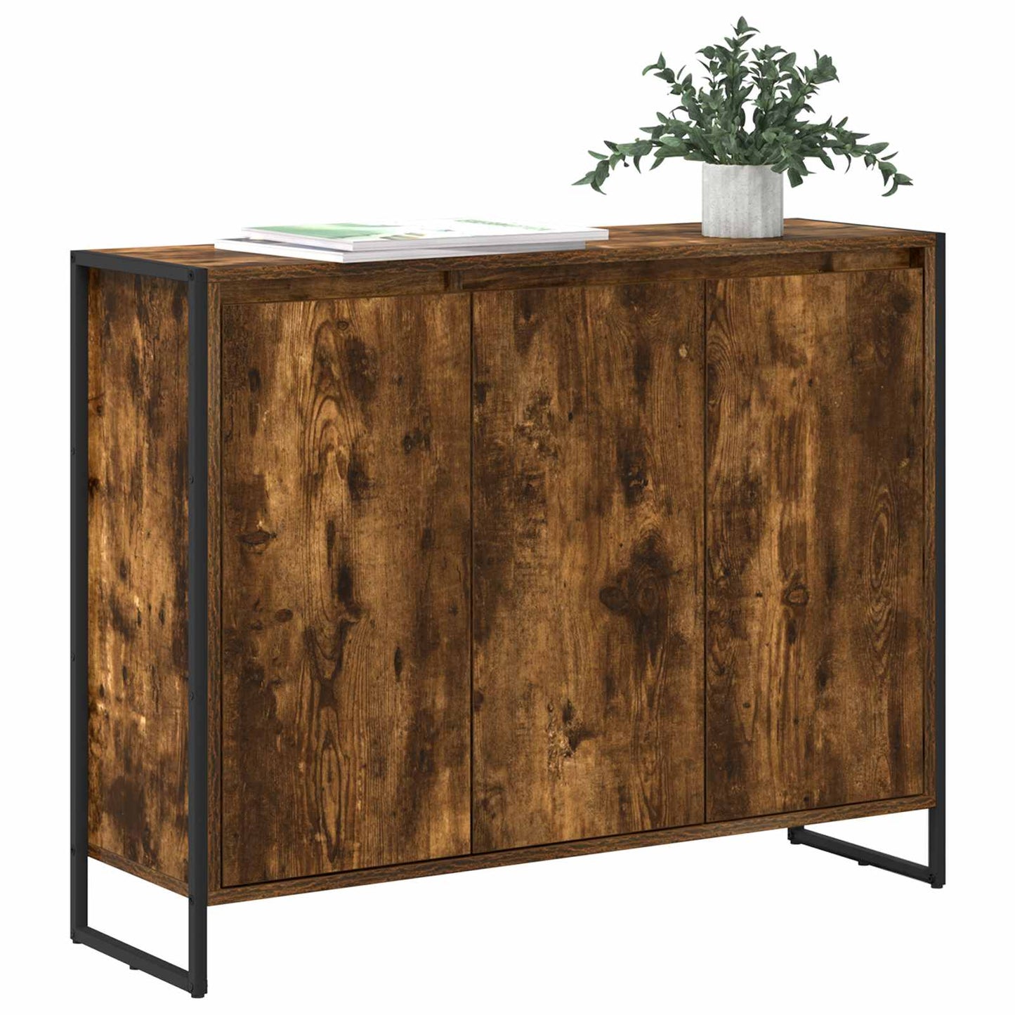 vidaXL Side Cabinet Smoke Oak 96.5 x 30 x 75 cm Engineered Wood