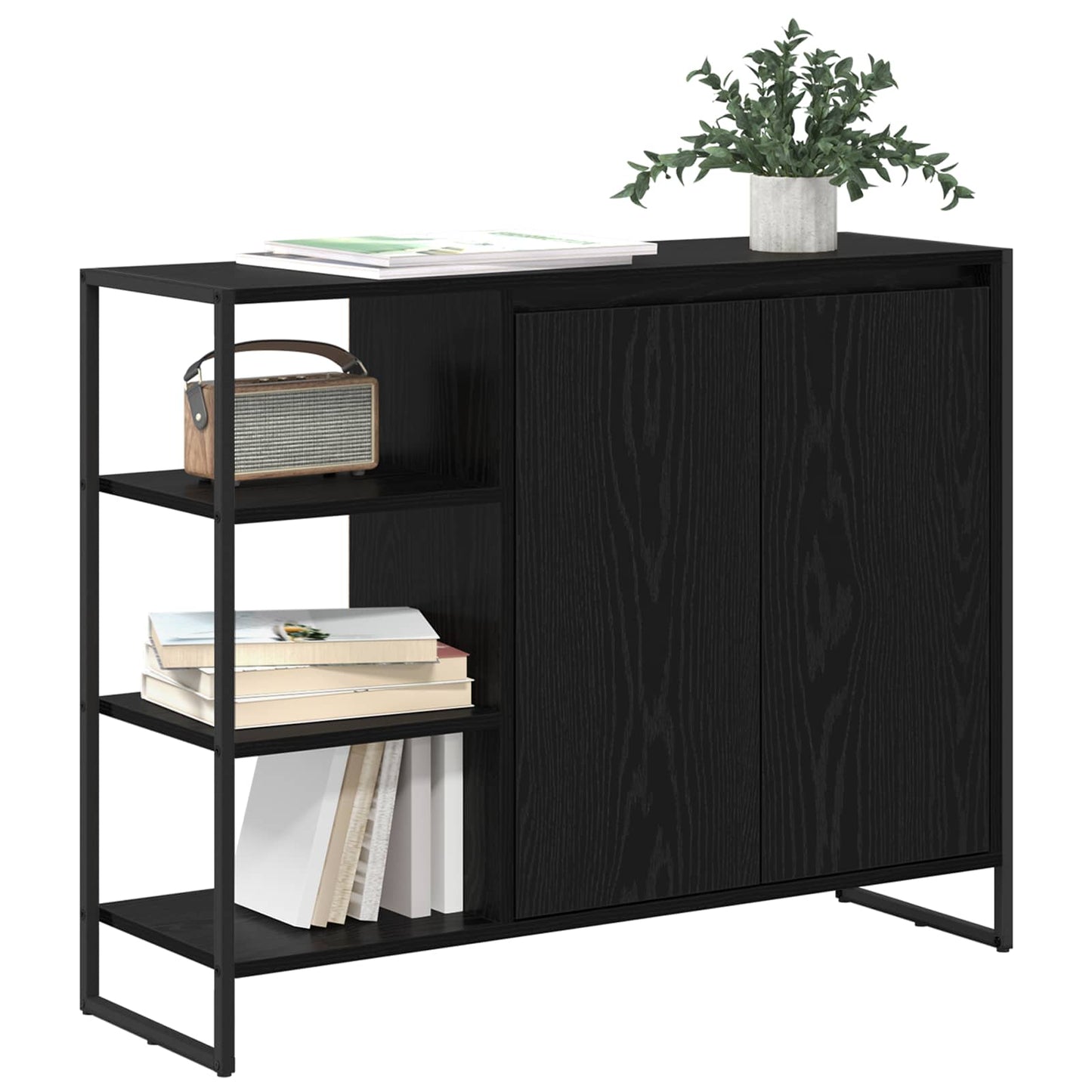 vidaXL Side Cabinet Black Oak 96.5 x 30 x 75 cm Engineered Wood