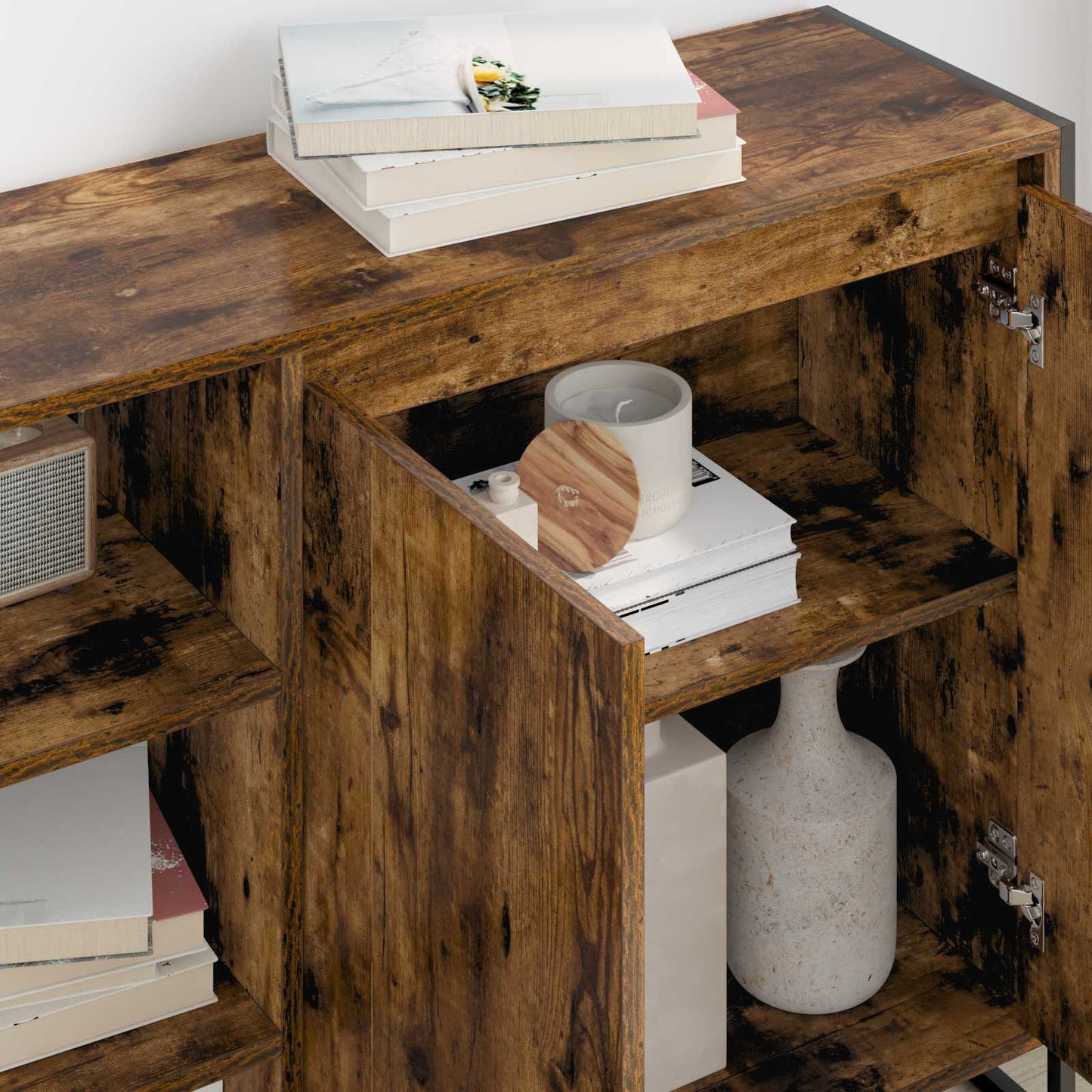 vidaXL Side Cabinet Smoke Oak 96.5 x 30 x 75 cm Engineered Wood