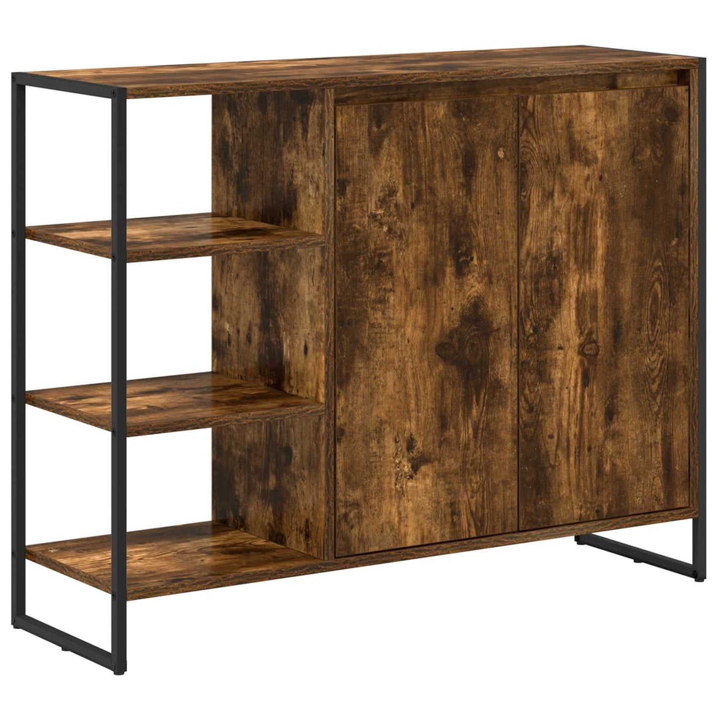 vidaXL Side Cabinet Smoke Oak 96.5 x 30 x 75 cm Engineered Wood