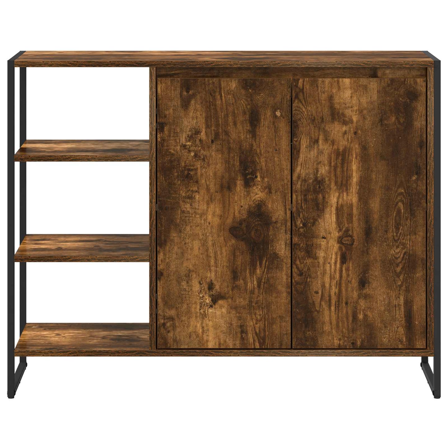 vidaXL Side Cabinet Smoke Oak 96.5 x 30 x 75 cm Engineered Wood