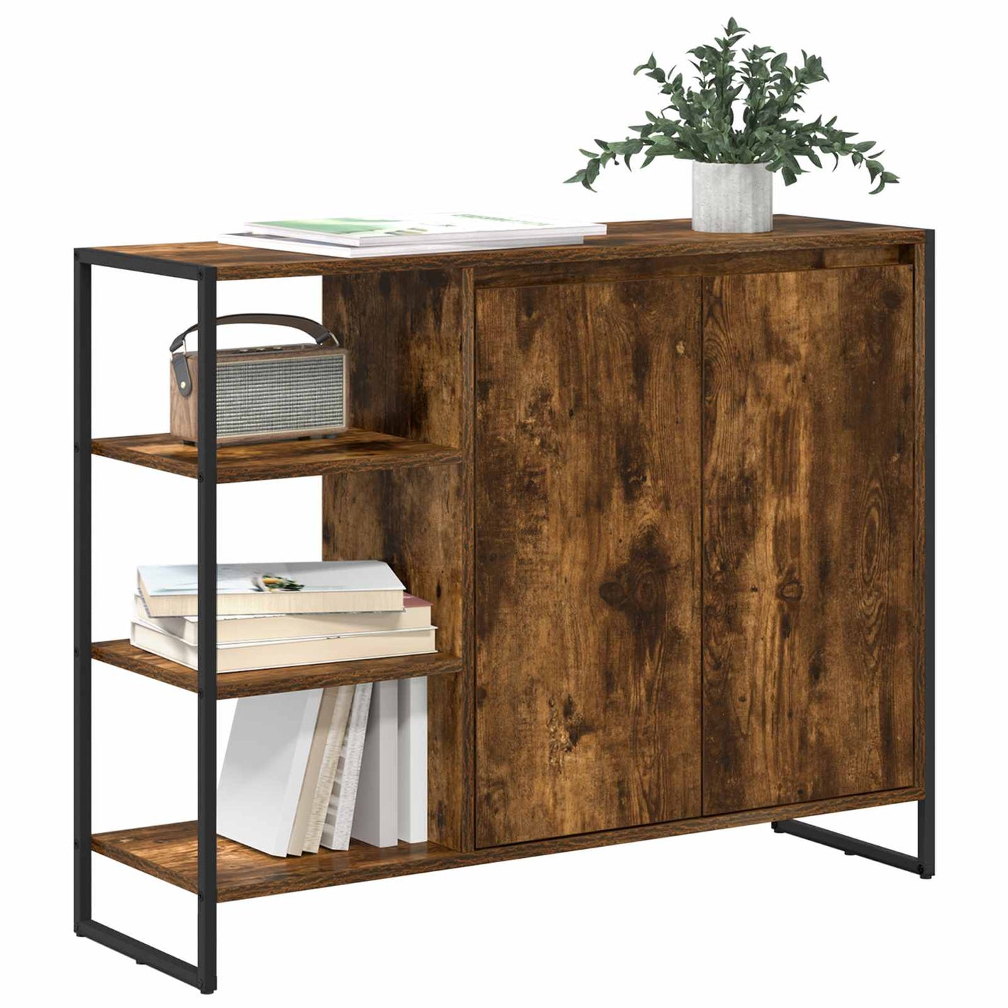 vidaXL Side Cabinet Smoke Oak 96.5 x 30 x 75 cm Engineered Wood