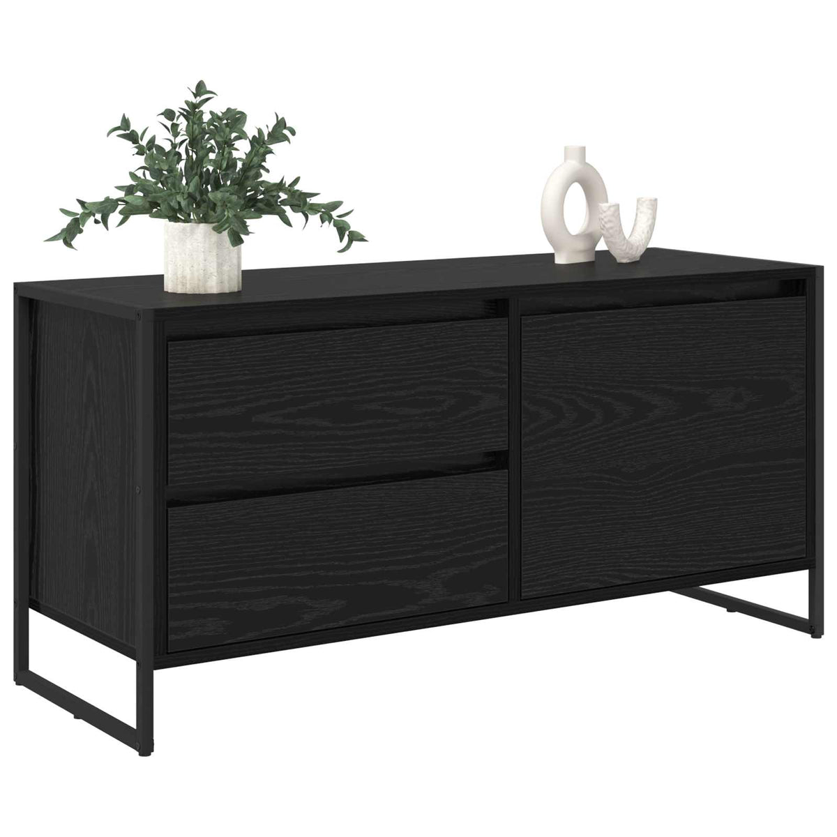 vidaXL TV Cabinet 100 x 36 x 49.5 cm Black Oak Engineered Wood