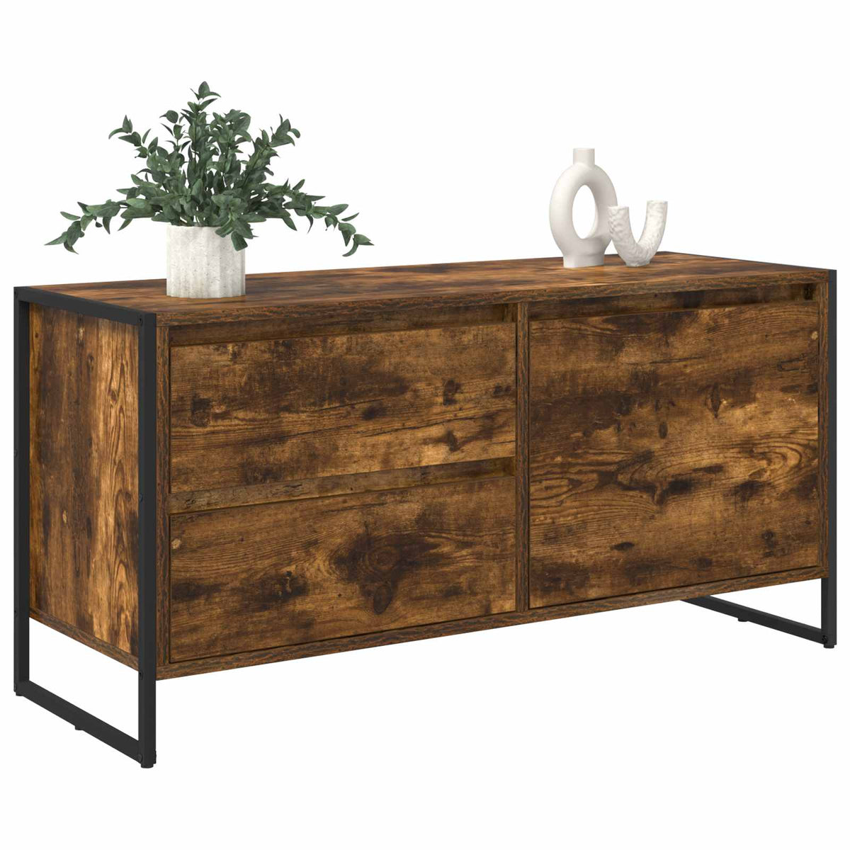 vidaXL TV Cabinet 100 x 36 x 49.5 cm Smoked Oak Engineered Wood