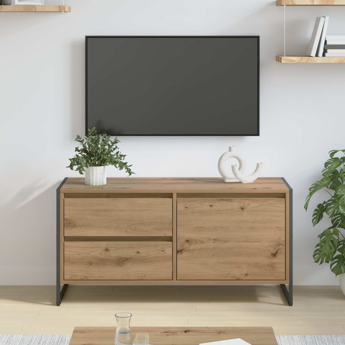 vidaXL TV Cabinet 100 x 36 x 49.5 cm Artisian Oak Engineered Wood