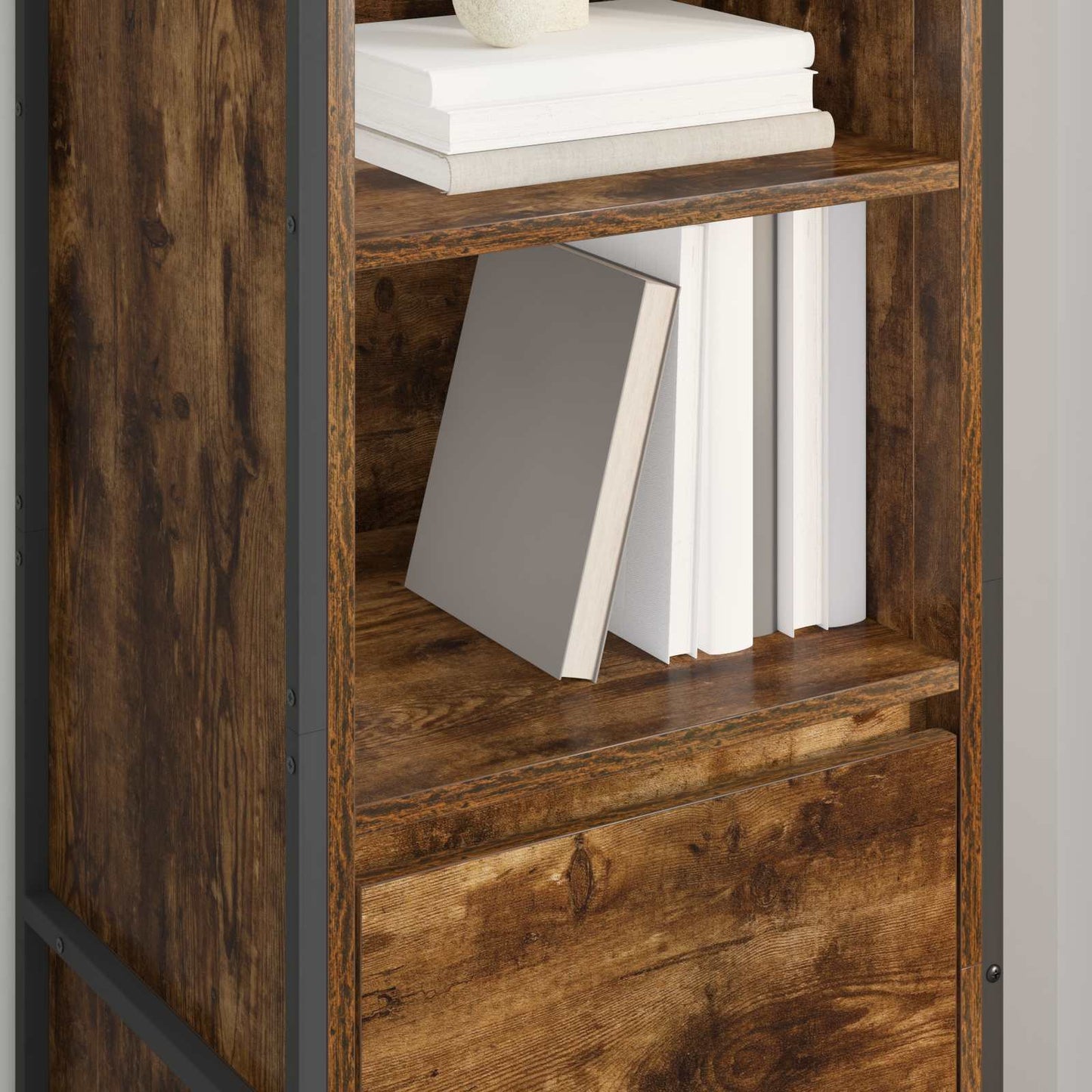 vidaXL Book Cabinet Smoke Oak 43 x 36 x 150.5 cm Engineered Wood