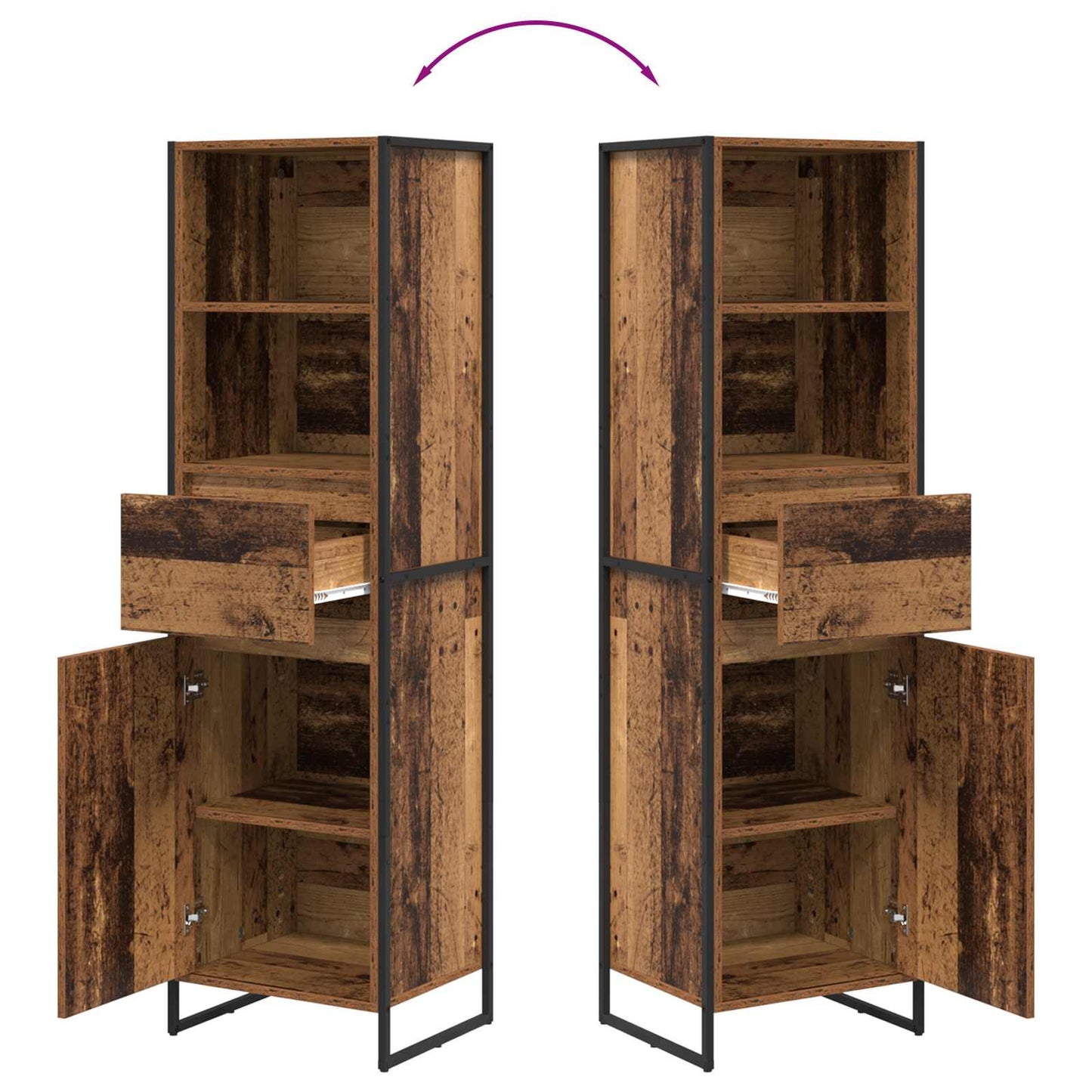 vidaXL Book Cabinet Old Wood 43 x 36 x 150.5 cm Engineered Wood
