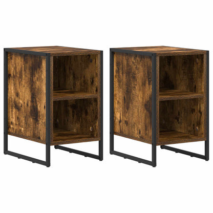 vidaXL Bedside Table 2 pcs Smoked Oak 39.5 x 30 x 50 cm