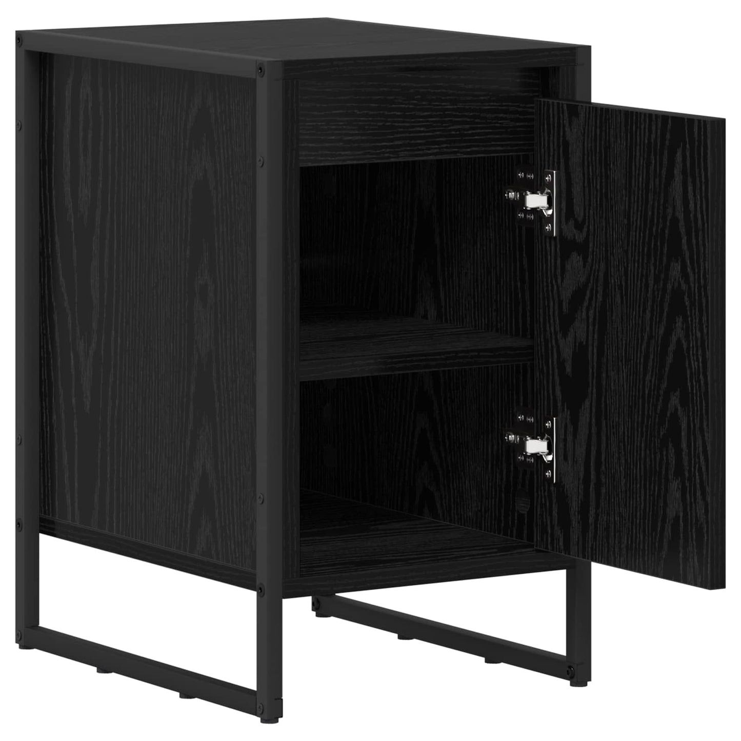 vidaXL Bedside Table Black Oak 39.5 x 30 x 50 cm Engineered Wood