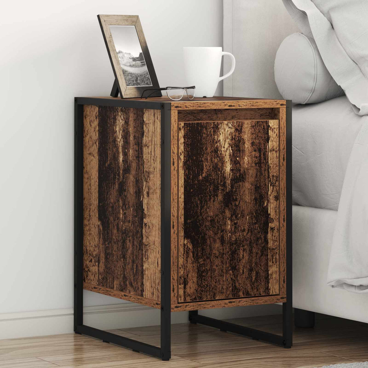 vidaXL Bedside Table Old Wood 39.5 x 30 x 50 cm Engineered Wood
