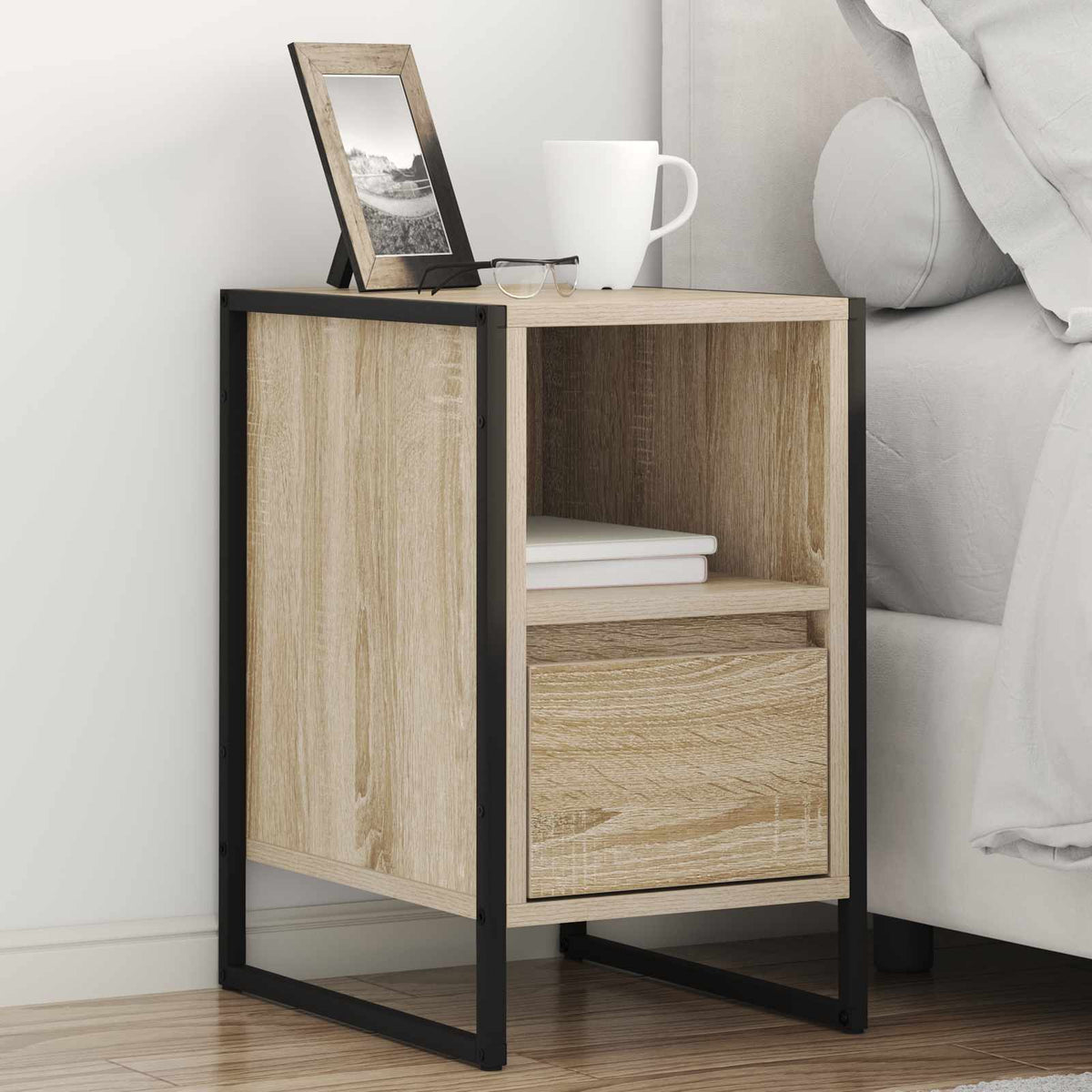 vidaXL Bedside Table Sonoma Oak 39.5 x 30 x 50 cm Engineered Wood