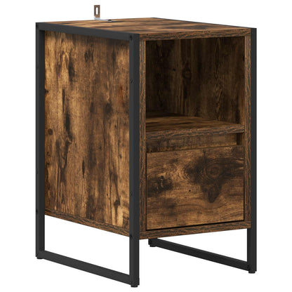 vidaXL Bedside Table Smoked Oak 39.5 x 30 x 50 cm Engineered Wood
