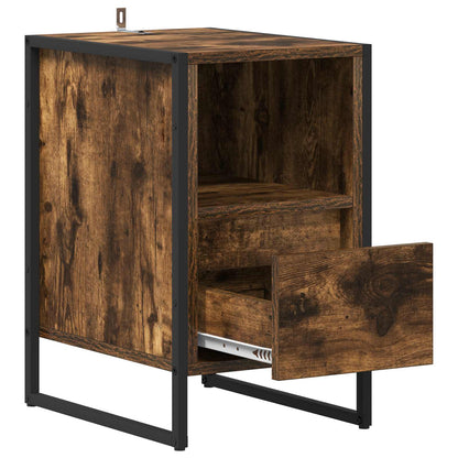 vidaXL Bedside Table Smoked Oak 39.5 x 30 x 50 cm Engineered Wood