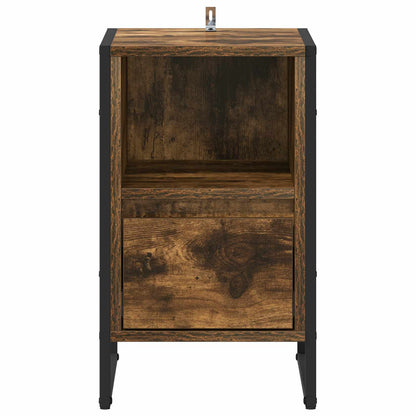 vidaXL Bedside Table Smoked Oak 39.5 x 30 x 50 cm Engineered Wood