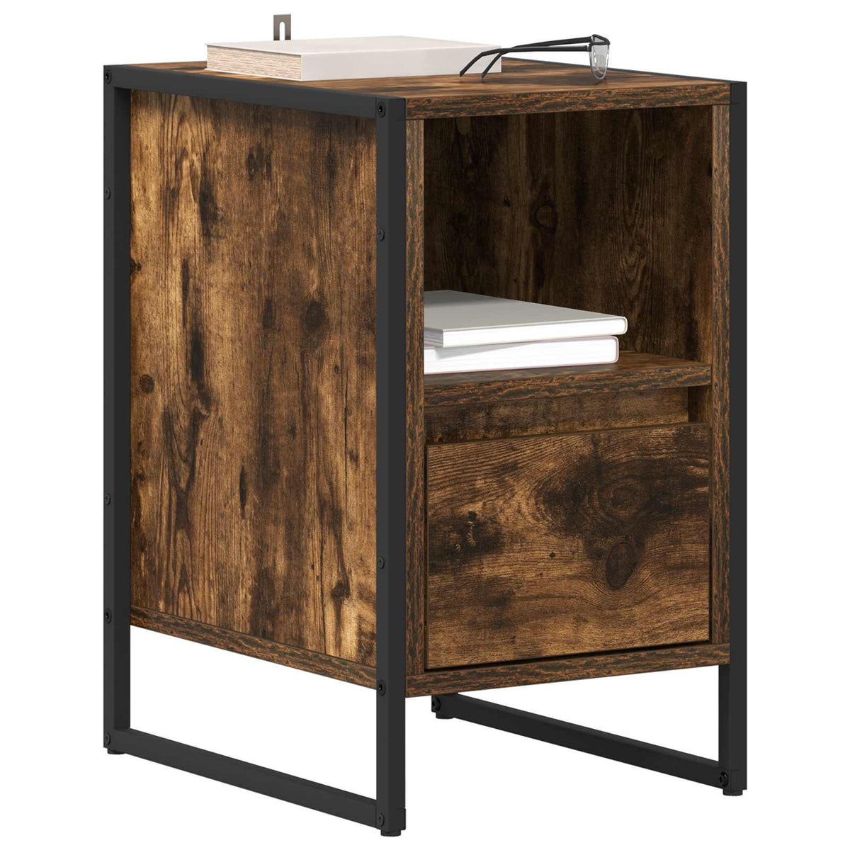 vidaXL Bedside Table Smoked Oak 39.5 x 30 x 50 cm Engineered Wood