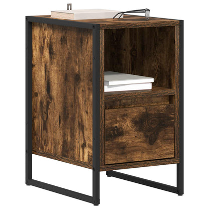 vidaXL Bedside Table Smoked Oak 39.5 x 30 x 50 cm Engineered Wood