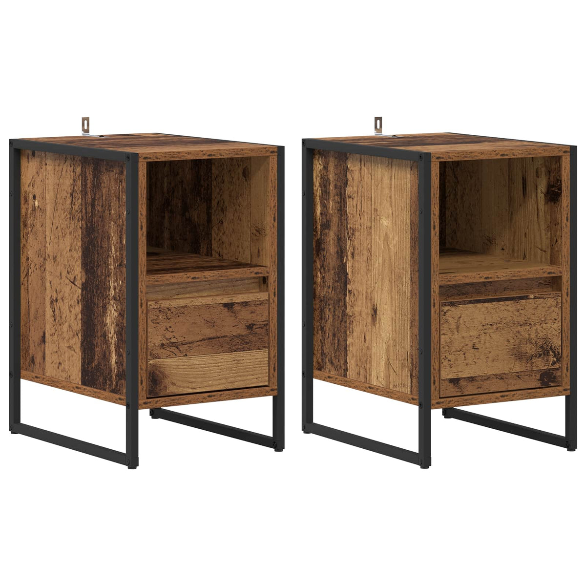 vidaXL Bedside Table 2 pcs Old Wood 39.5 x 30 x 50 cm Engineered Wood
