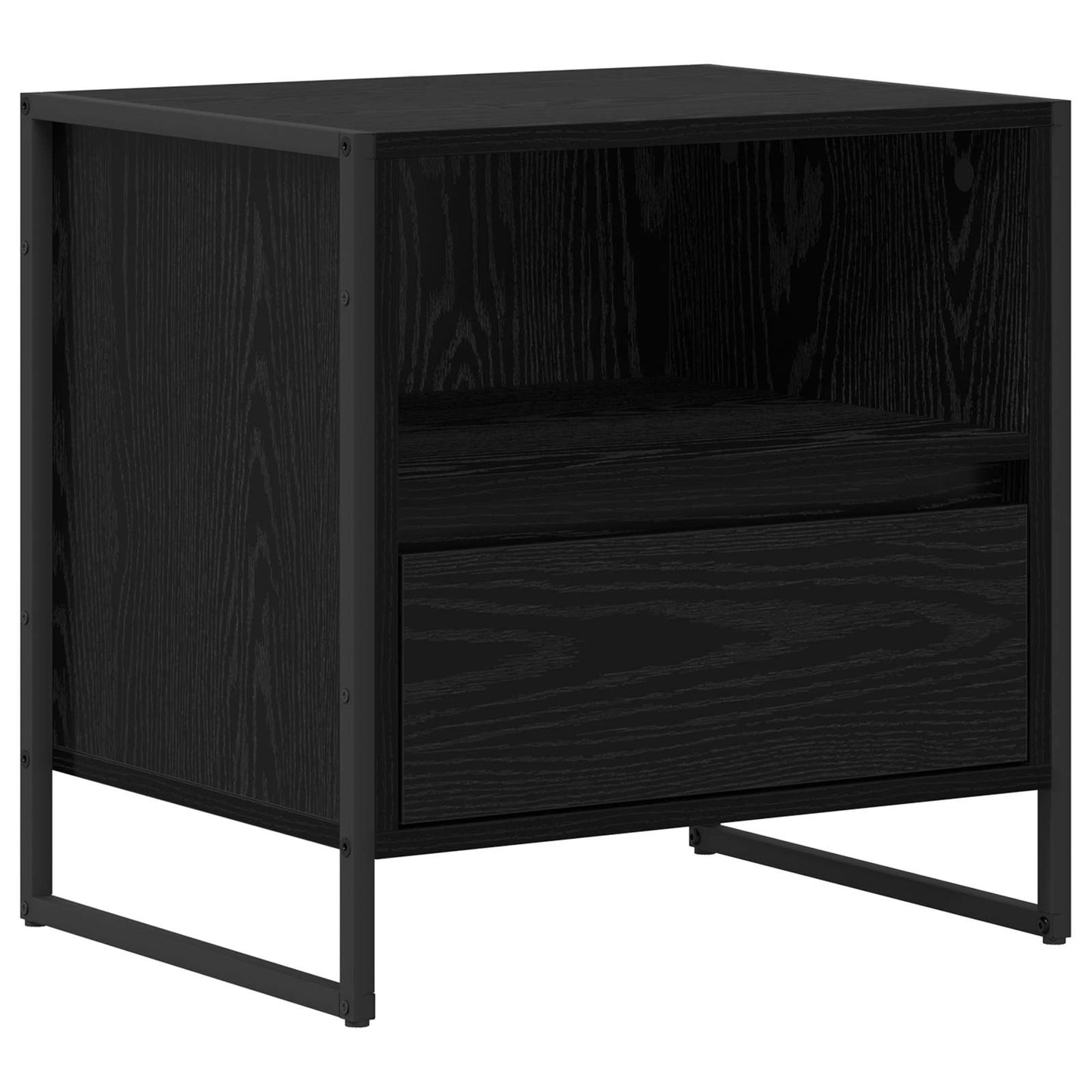 vidaXL Bedside Table Black Oak 50 x 39.5 x 50 cm Engineered Wood