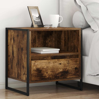 vidaXL Bedside Table Smoked Oak 50 x 39.5 x 50 cm Engineered Wood