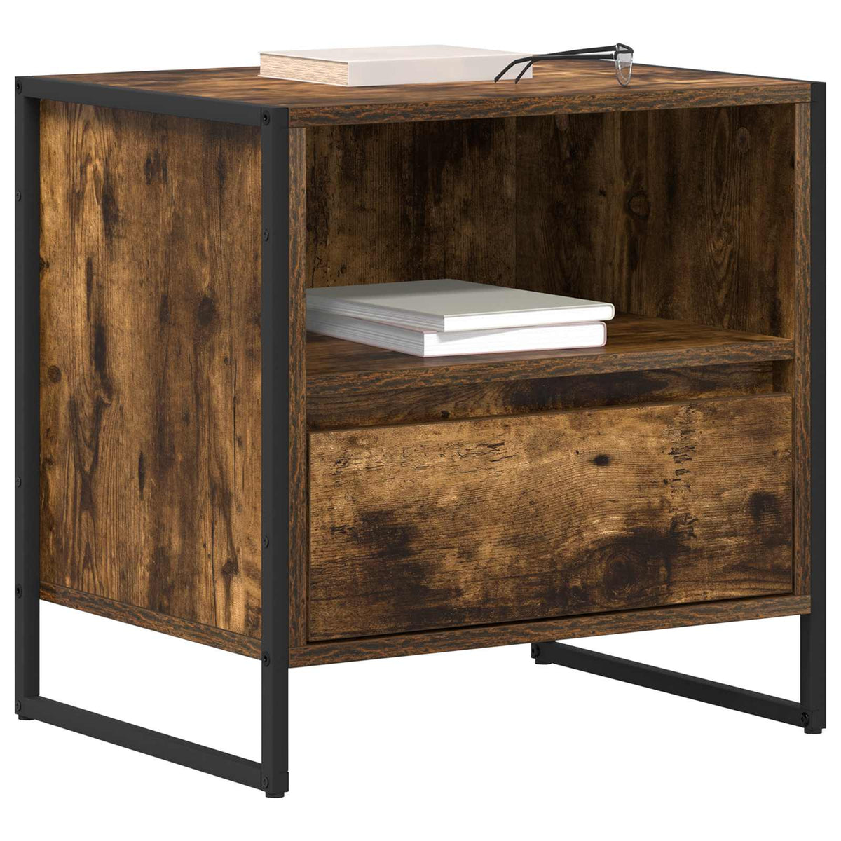 vidaXL Bedside Table Smoked Oak 50 x 39.5 x 50 cm Engineered Wood
