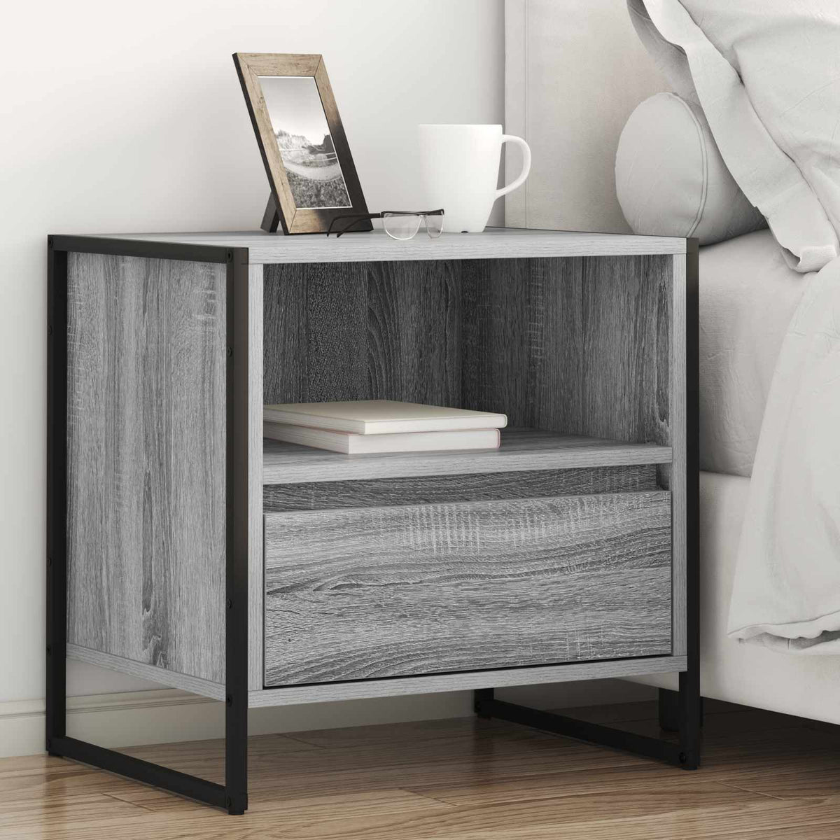 vidaXL Bedside Table 2 pcs Grey Sonoma 50 x 39.5 x 50 cm